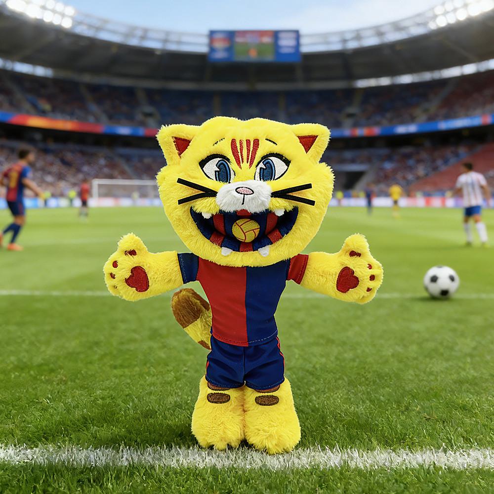 Barcelona Football Mascot Plush Toy With Soft Pp Cotton Fill For Sports Fans