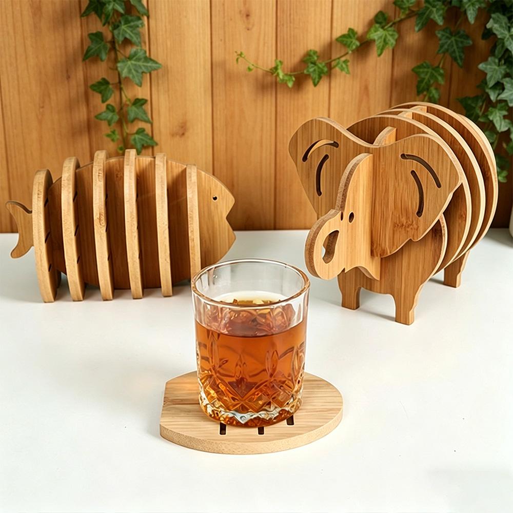 Household Bamboo Cup Coaster High Temp Resistant Non-Slip Table Placemat