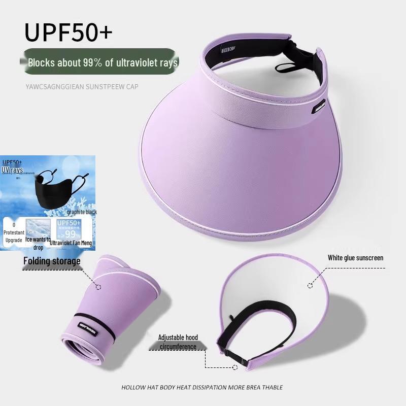 Women's Foldable Summer Sun Hat - UV Protection, Empty Top, Outdoor 2025 Design