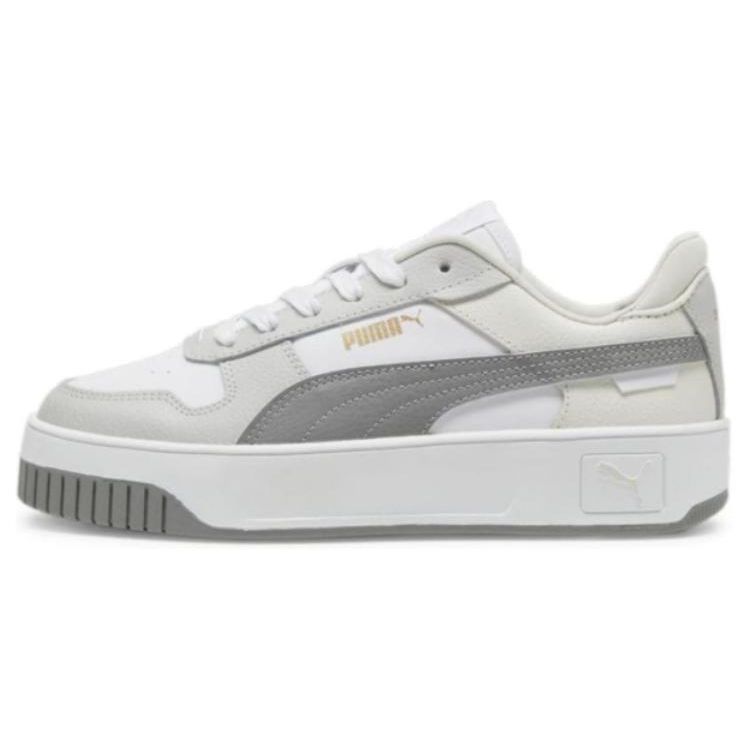 Puma Carina Street Leather Fashion Casual Durable Low-Top Sneakers Women Sneaker White Gray 389390-20