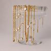 Uworld Classic Gold Color White Zircon Chain Necklace Women 18K Plated Stainless Steel Stackable Texture Necklaces Jewelry