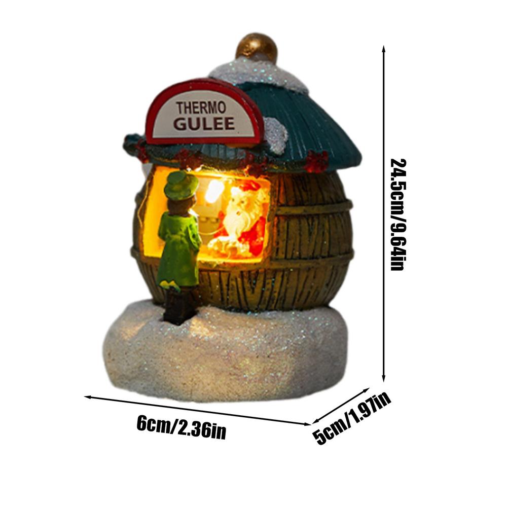 

Рождественские светящиеся домики, центральные элементы для стола, смола, декор, креативный магазин Санта-Клауса, мини-домик, ночник для домашнего декора комнаты зелёный