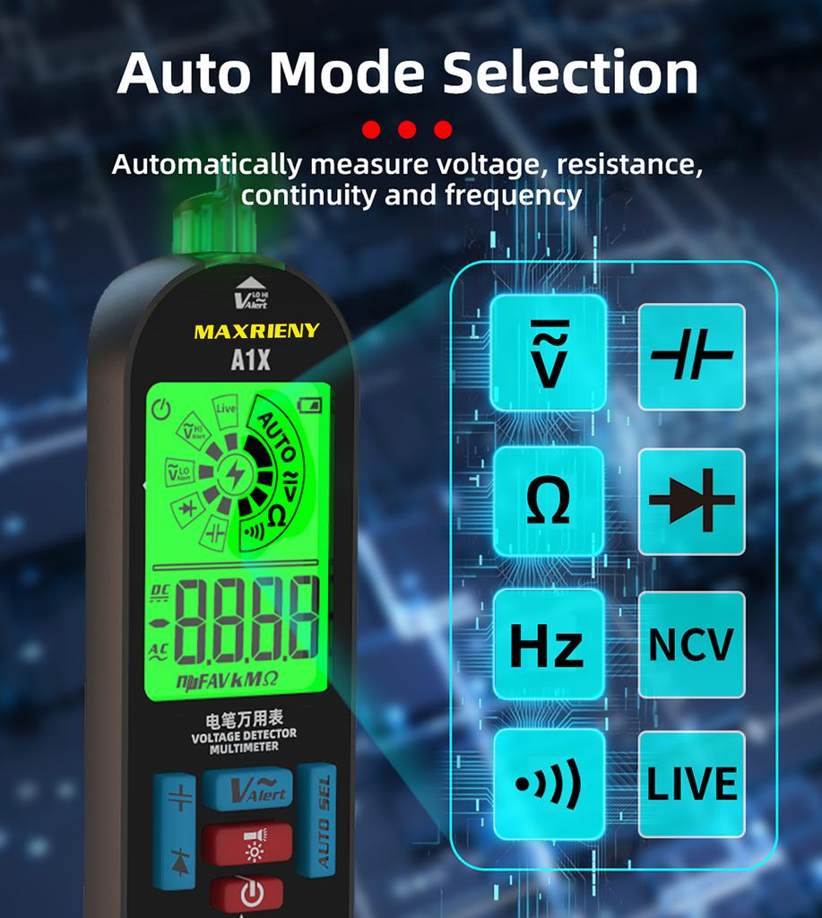 MAXRIENY Automatic AntiBurn Intelligent Digital Multimeter Fast Accurately Measures Voltage