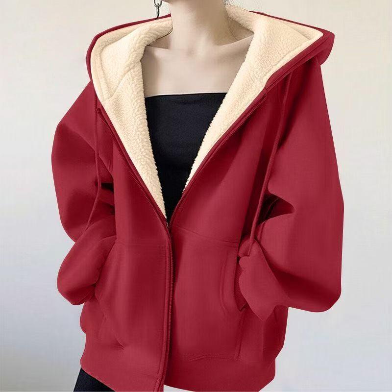 Men's Lambswool Hooded Winter Jacket - Warm, Trendy, Versatile, Solid Color