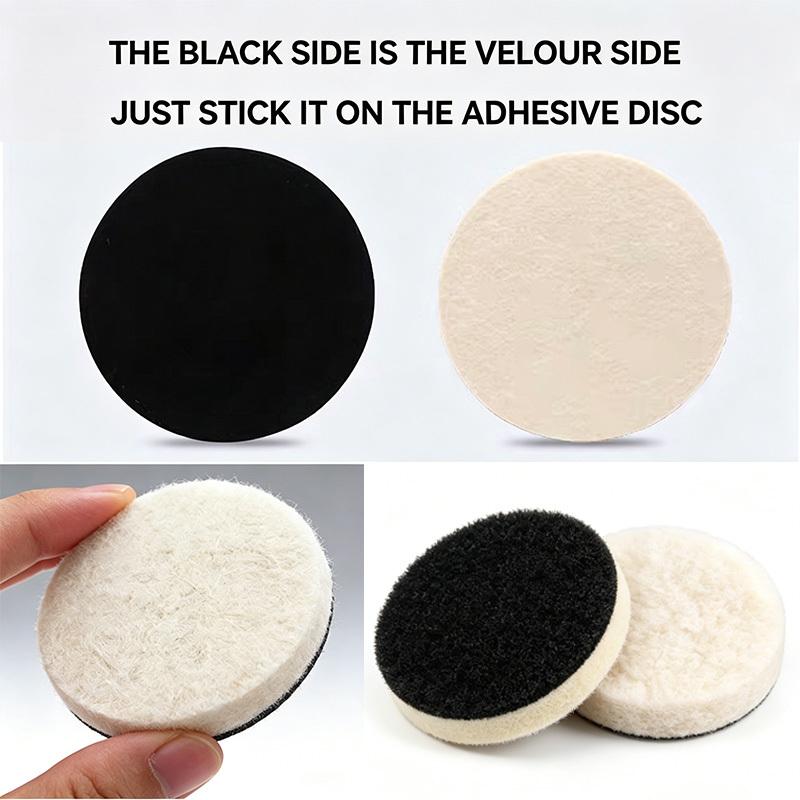 2/3-Inch Hex Drill Hand Shank Sanding Disc Set - Flocked Sandpaper & Wool Felt for Wood/Metal/Plastic/Paint Polishing & Waxing