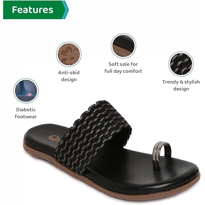 

Ortho Joy Fancy Doctor Slippers | Soft Chappal For Women | Casual Flat Sandals 8 UK чорний