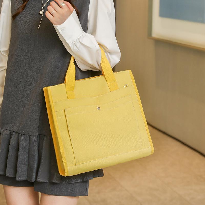 Casual Versatile Handbag Women's New Large-capacity Contrasting Color Canvas Bag Class Commuting Handbag