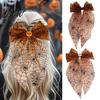 Halloween Hair Clamp Spider Web Bow Clip, Pumpkin Eyeball Tulle Accessory Clip with Long Tails, Women Accessories for Holiday Party Themed Clips