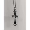 Gothic Baroque Black Cross Pendant Necklace