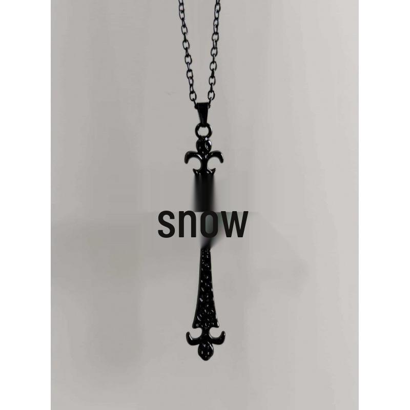 Gothic Baroque Black Cross Pendant Necklace
