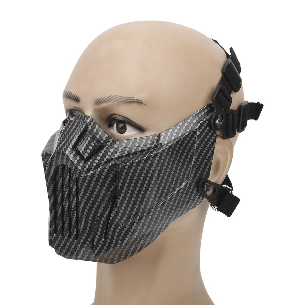 Skull Half Face Cover Guard Tactics Mouth Nose Protection Shield Carbon Fiber Texture for CS Outdoor Game
