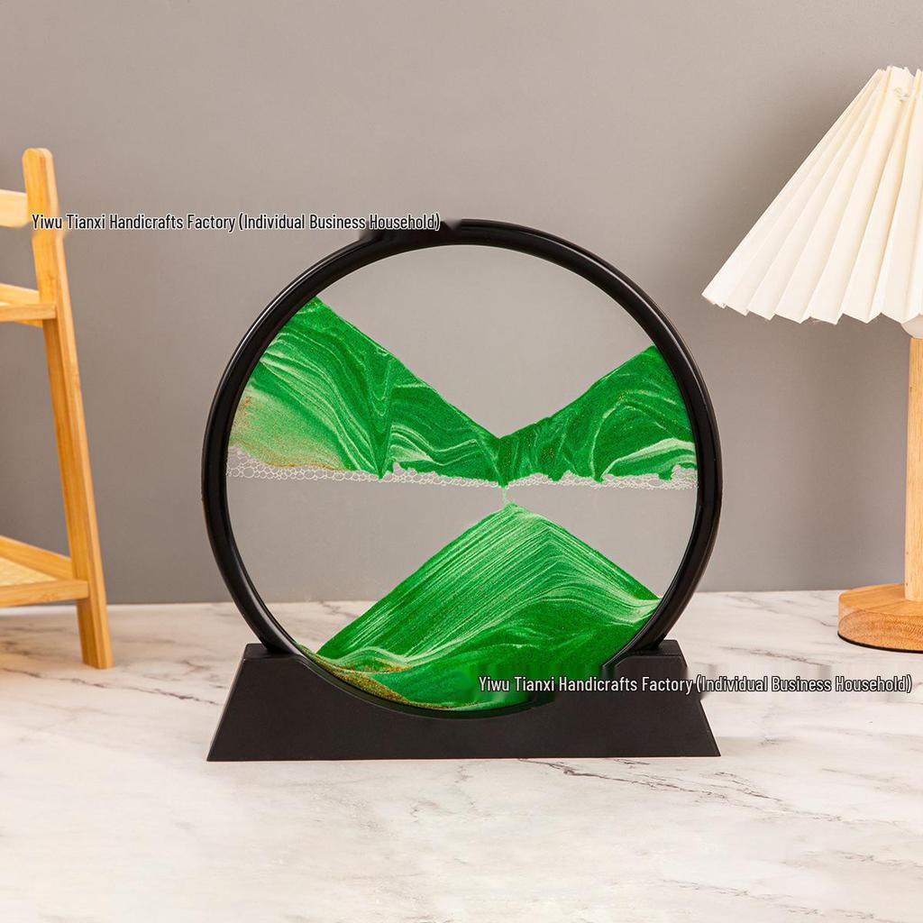 3D Quicksand Hourglass Art: Decompression Landscape Ornament for Home or Office Decor