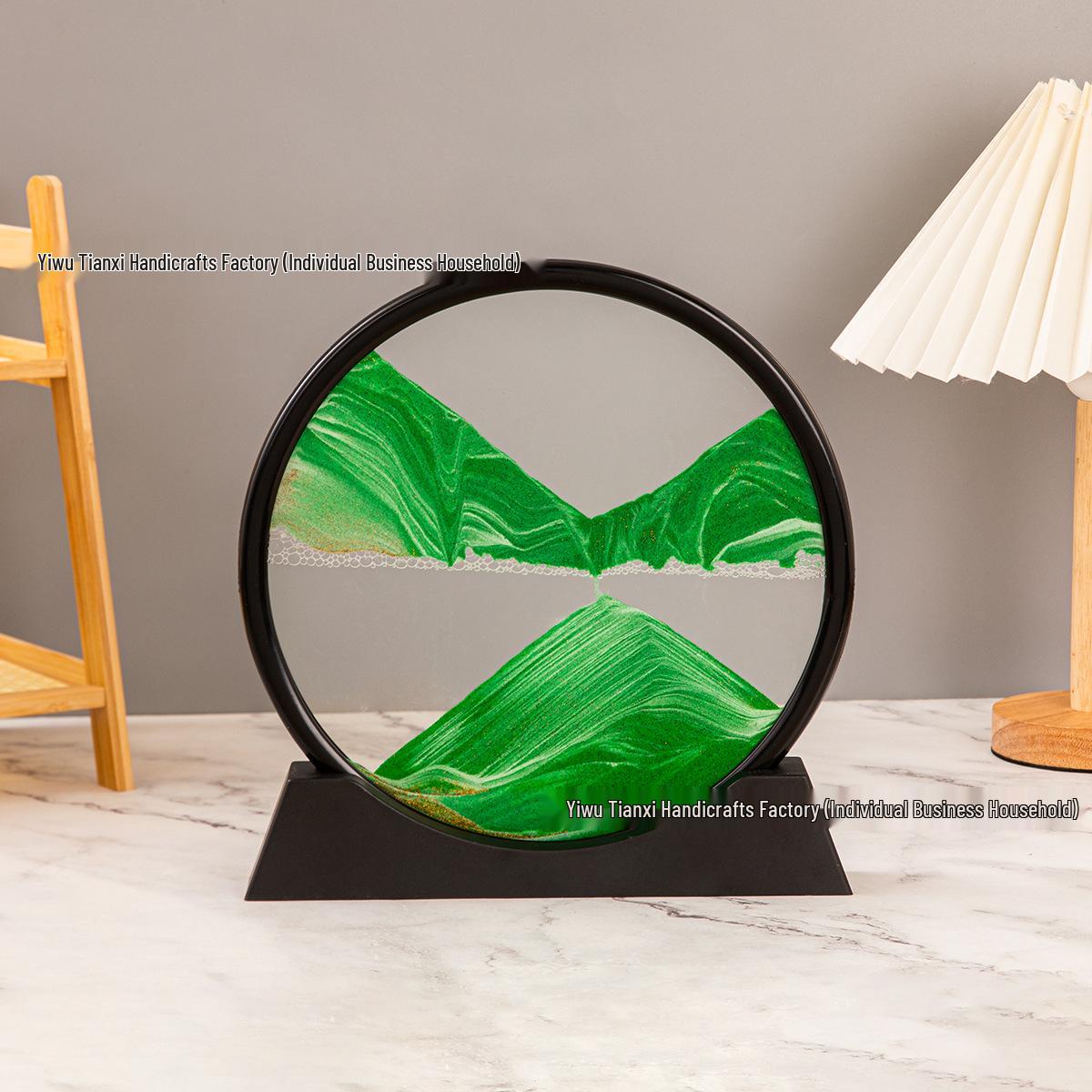

3D-искусство песочных часов в стиле зыбучих песков: Декомпрессионное ландшафтное украшение для декора дома или офиса 7-inch Plastic Base (Diameter 18CM)