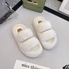 2025 autumn new small muffin thick bottom heightening plush cotton slippers women wear home hair mop