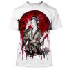 Japanese Geisha Samurai Men's T Shirt Round Neck Casual Short Sleeve Tops Men's Clothing Summer Oversized Harajuku Streetwear