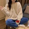 Autumn/Winter Coral Velvet Pajamas for Women Warm Casual Flannel with Velvet Thickened Can Be Worn Outside The Home Suit