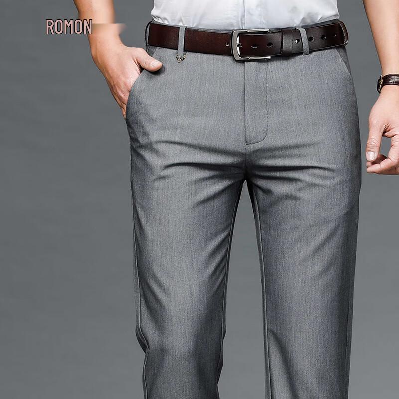 ROMON Men's Stretch Wrinkle-Free Business Casual Trousers