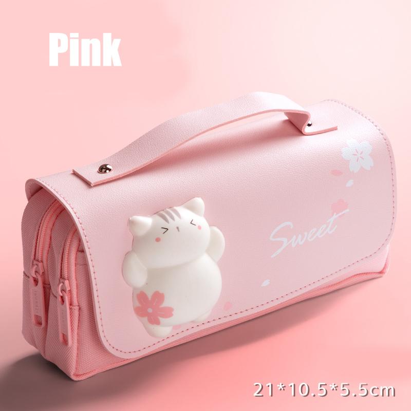 3D Kawaii Pencil Case Girls Decompression Pen Pouch Adorable Waterproof School Supplies Aesthetic Organizer Box Korean Stationery