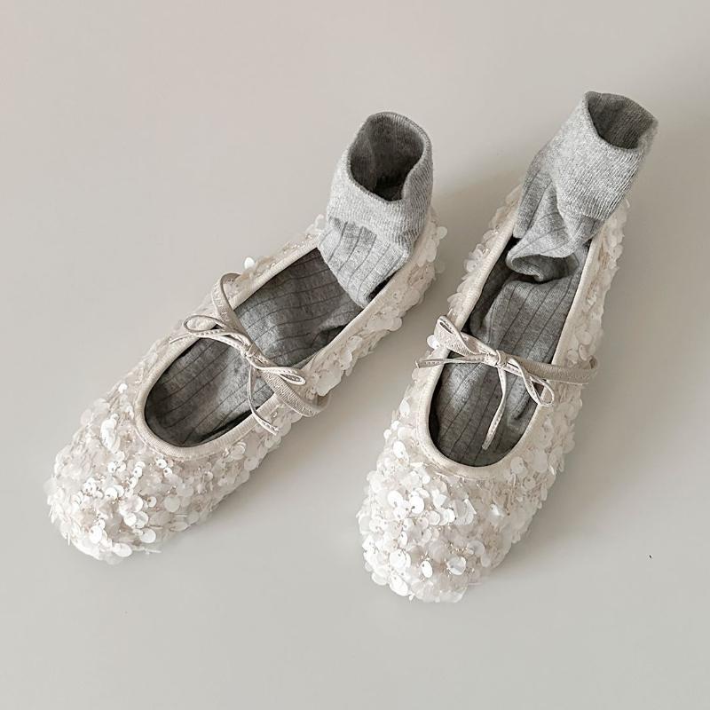 

Модная обувь-балетки с блестками, брендовая обувь, женская обувь Мэри Джейн со сладким бантом, удобная обувь на плоской подошве с неглубоким вырезом, повседневная обувь, zapatos mujer 35 бежевый