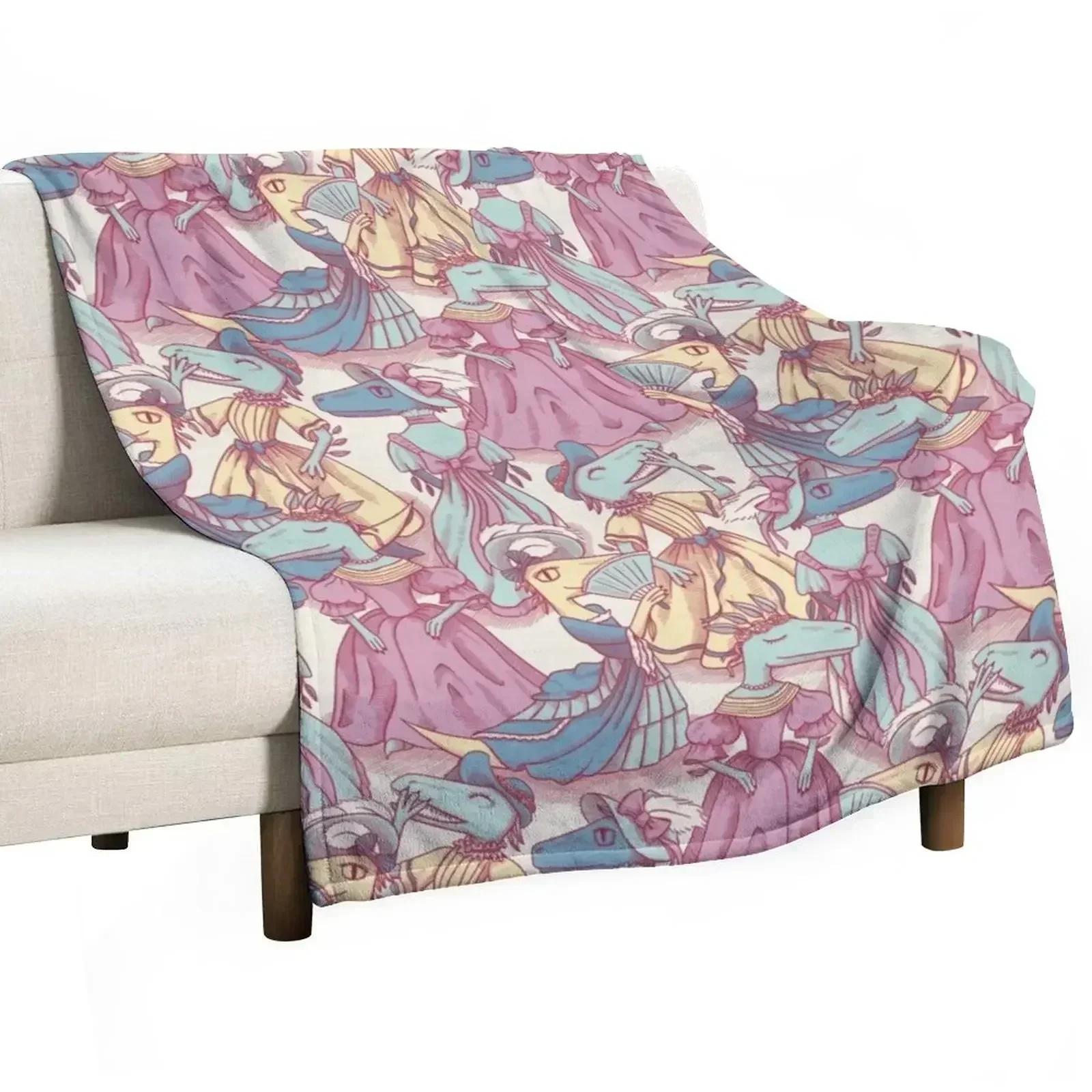Victorian Velociraptor Fashion Plates Throw Blanket Cozy Throw Blanket Birthday Gift for Him Her 75X95CM