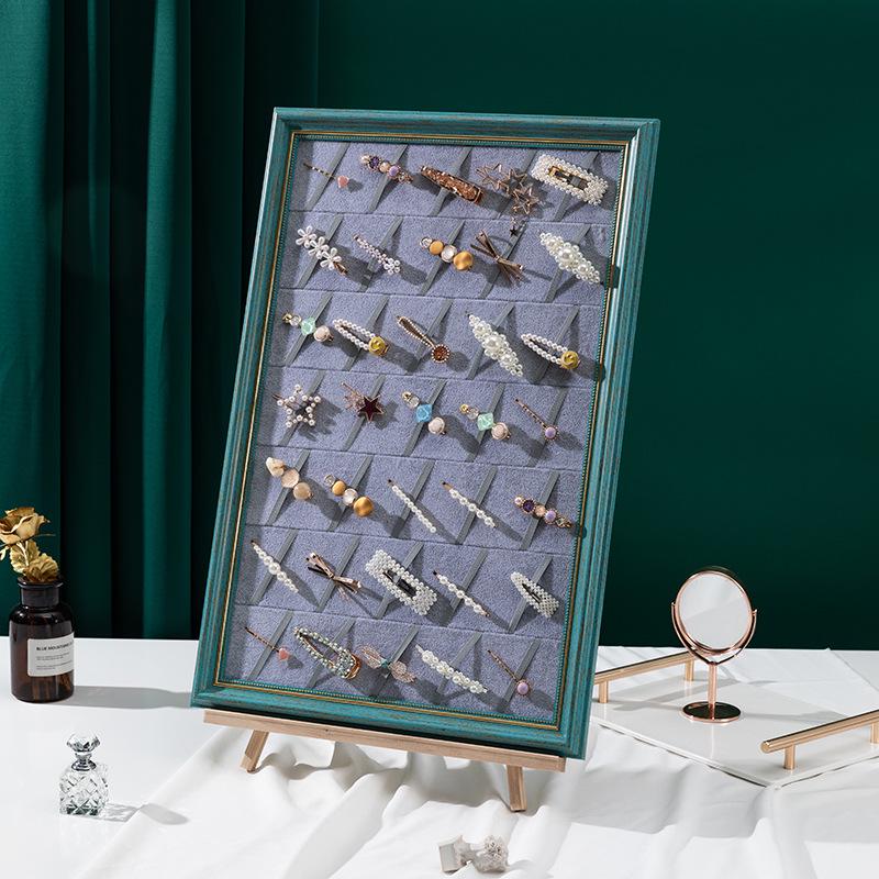 Solid Wood Jewelry & Hair Clip Display: Wall-Mounted Tray & Picture Frame