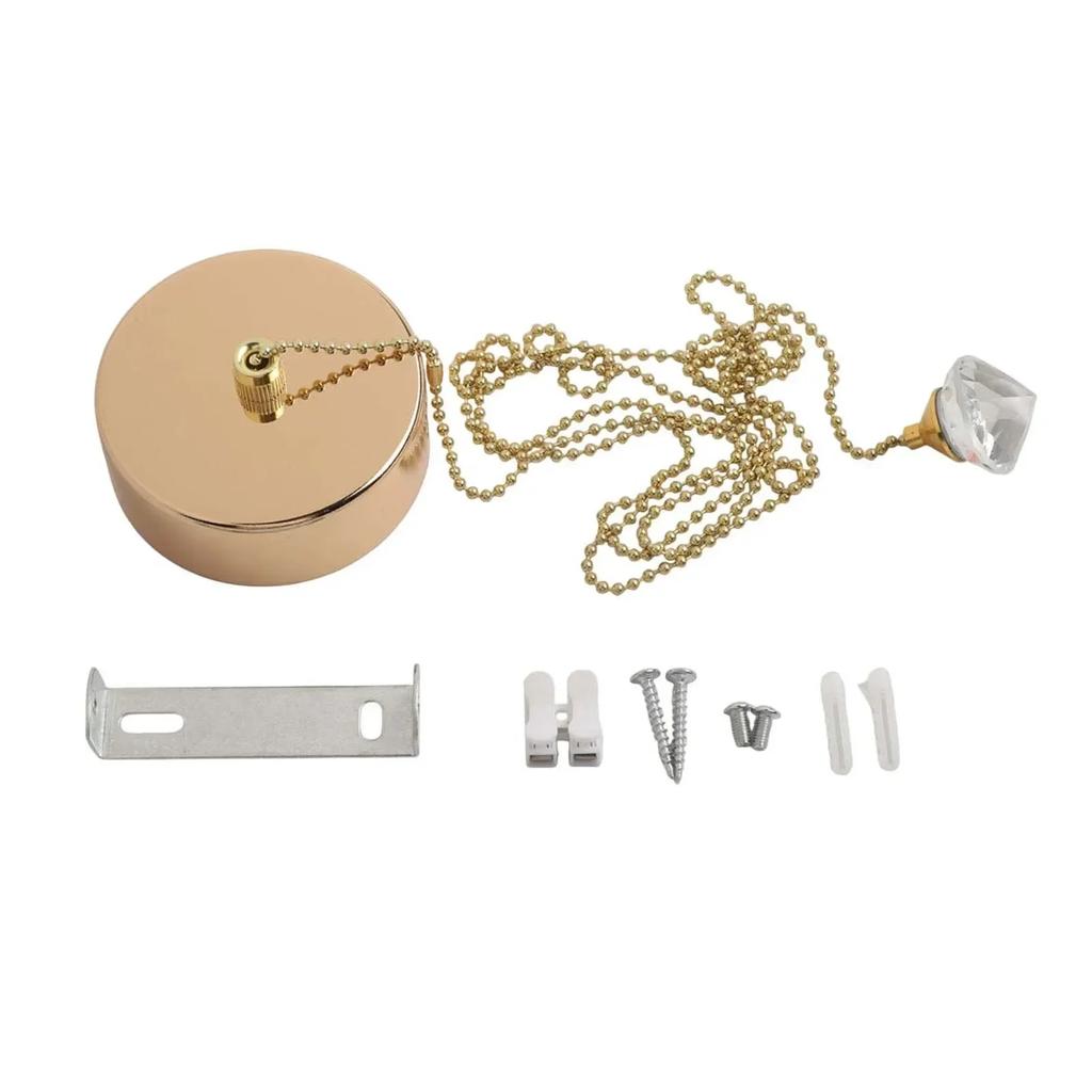 Ceiling Mounted Pull Cord Light Switch Kit With Antique Brass Finish Perfect For Enhancing Bathroom Lighting Experience