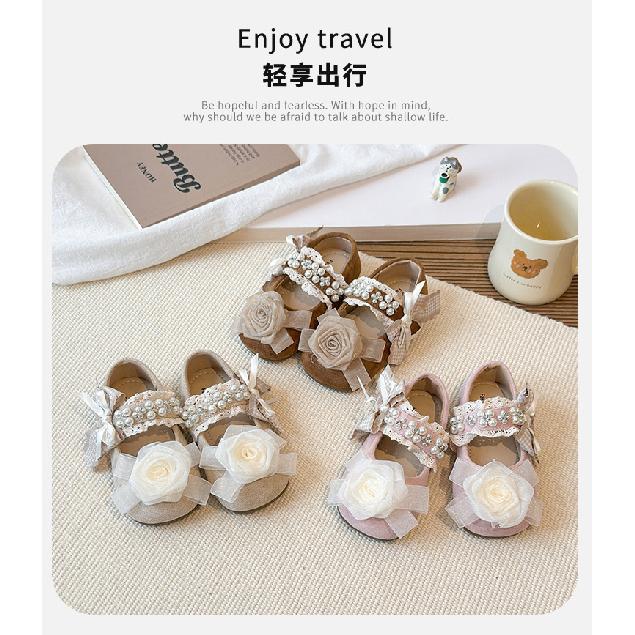 Girls' small leather shoes2026Spring new mesh floral princess shoes, soft sole, non-slip, Korean style fashion shoes for little girls