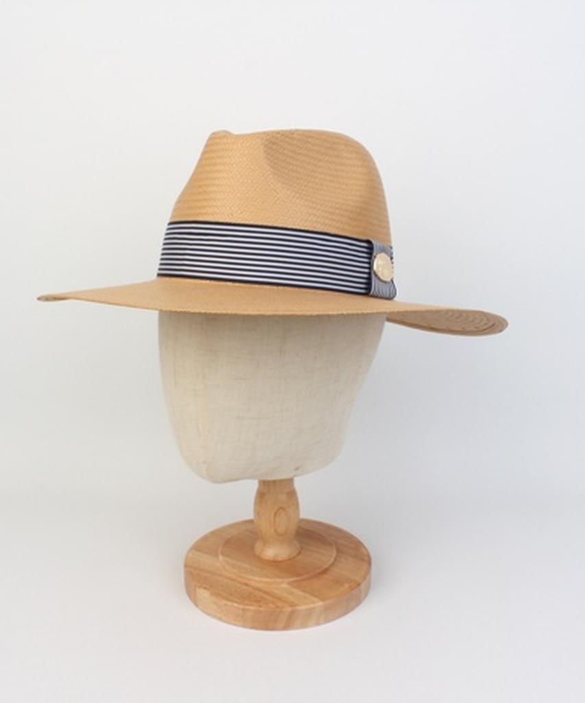 Yunibeosyeolkemiseuteuli Stripe Line Beige Long Fedora Summer Fedora
