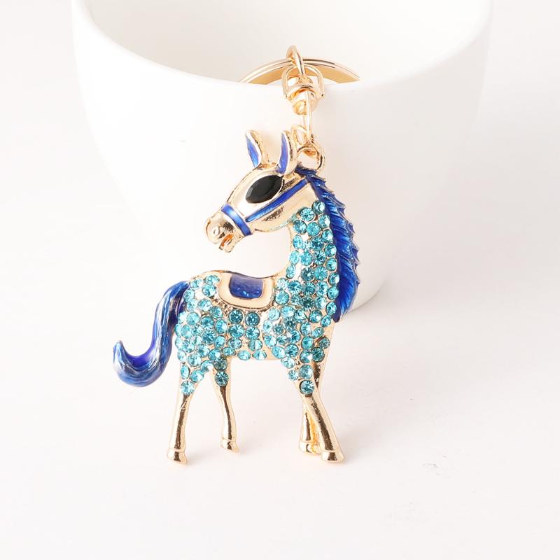 Fashion Metal Rhinestone Pony Keychain Pendant For Women Men Zodiac Horse Car Keyring Backpack Decoration Jewelry New Year Gift