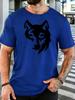 Unisex Tribal Wolf Head Art Graphic Cotton Short Sleeve Tee Crew Neck Soft Male Summer Casual Breathable Daily Street Wear Top
