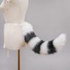 Halloween Rakete Pelziger Fuchsschwanz Katzenschwanz Kontrastfarbe Waschbären Flauschiger Plüsch Gestreiftes Tier Cosplay Kostüm Zubehör
