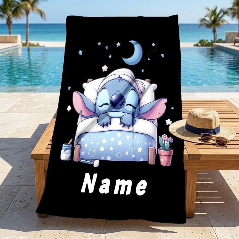Custom Name Love Stitch Stylish Digital Printing Beach Towel Quick‑Drying Absorbent Blanket for Beach Pool Gym Travel