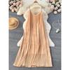 Idle Style Chiffon Pleated Long Sling Vacation Skirt
