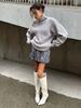 High Neck Off-Shoulder Sweater Women's Autumn Winter Ins Style Matching Knit Sweater Loose Pullover