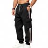 Herren Winter Schwere Fleece-gefütterte, Warme Sport-Arbeitskleidungs-Stil Farbblock-Webbing Locker Geschnittene Lässige Jogginghose