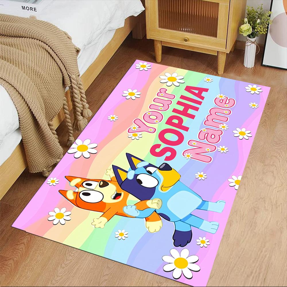 Bluey Personalized Text Carpet Perfect for Dormitory Outdoor Living Rooms Game Room Anti-slip Rug Office Home Decor