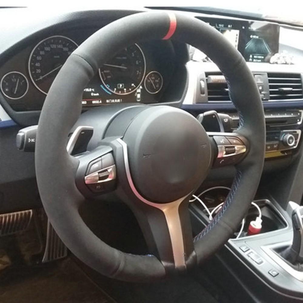 Car Steering Wheel Cover Black Suede Leather For Bmw F87 M2 F80 M3 F82 M4 M5 F12 F13 M6 F85 X5 M F86 F33 X6 M F30 M Sport