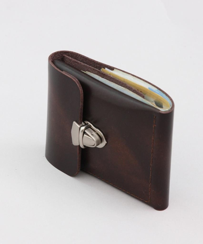 Matt [Claasic] Adobang Cowhide Buckle Wallet Two-Tone Brown
