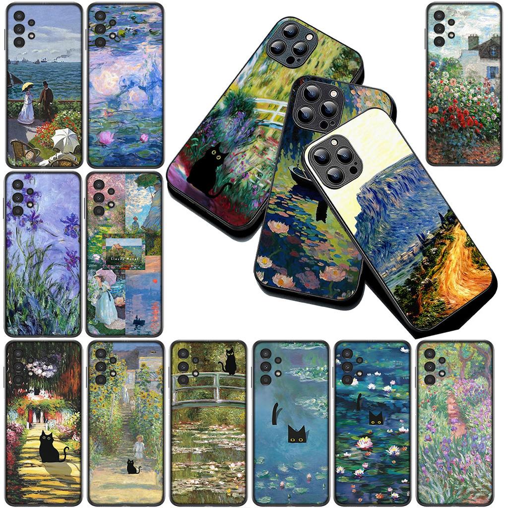 Coque de Protection pour Xiaomi Redmi 15 15C A3 A4 A5 9A 9C NFC Note 9 Pro Coque de Téléphone Claude Monet Nénuphar Chat
