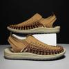 Sandals men's 2026 hollow breathable beach shoes men's woven personalized soft sole one-pedal men's shoes