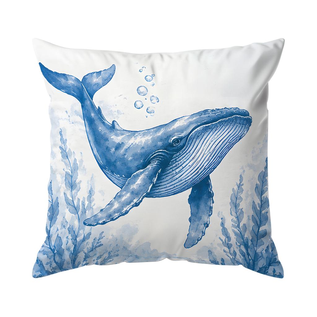 Pcs Light Blue Ocean Watercolor Series Patterns Single Sided Printed Cushion Coverfor Home Decoration