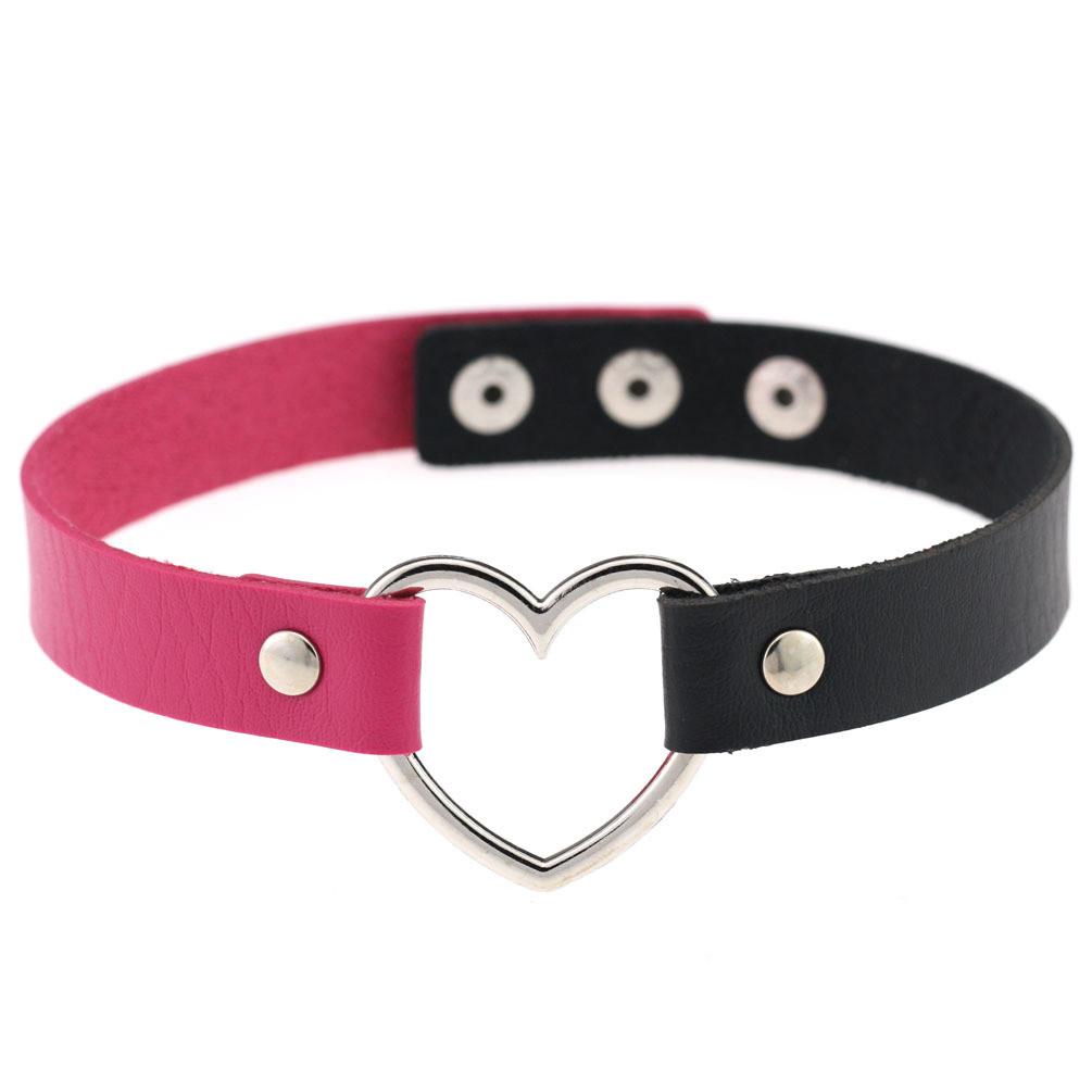 Punk Leather Neck Chain Collar Heart Love Jewelry Female Neck Clavicle Chain