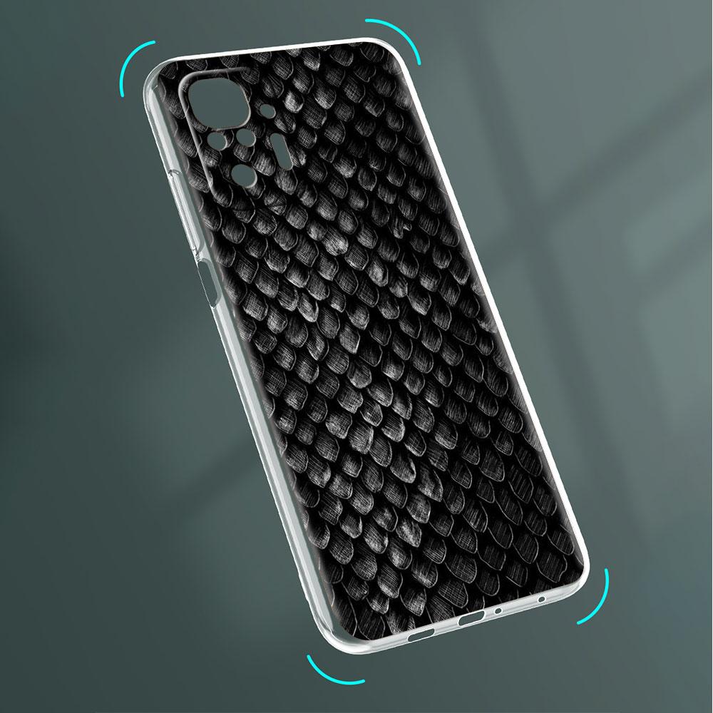 Snake Skin Print Case For Xiaomi Redmi Note 11 Pro 10 9 9S 8 8T 7 9A 9C 9T 10 10C K40 Clear TPU Soft Phone Cover