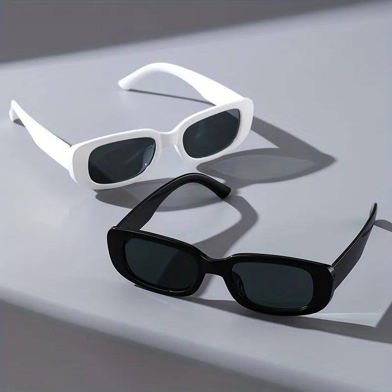 2PCS Rectangular Sunglasses Frame Men Women Same Style Sunglasses All-Match Square Glass