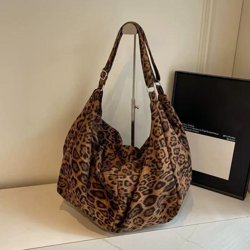 Yogodlns Large Leopard Shoulder Bags Women Fashion Big Packages Lazy Style Hobo Bags Autumn And Winter Leisure Or Travel Bags