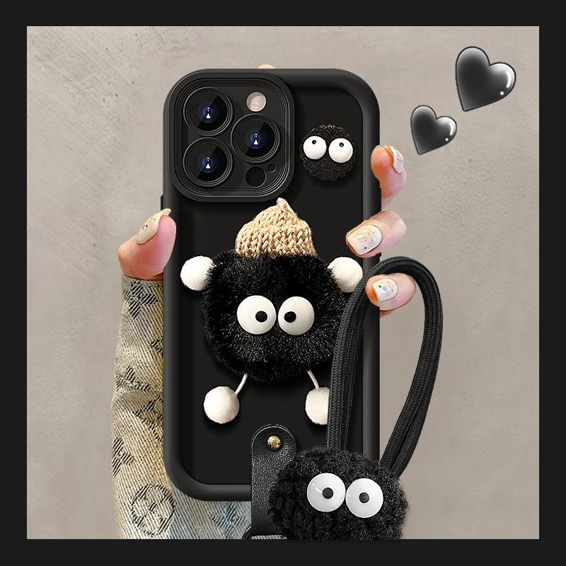 Pluszowy brelok do laleczki kuli węglowej odpowiedni do etui na telefon komórkowy Apple 13pro 15/16 Kreatywny silikonowy 14 Jesień i Zima XR Odporny na upadki