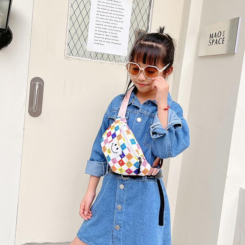 Children's Fanny Pack New Women's Bag Fashionable and Sweet Shoulder Messenger Bag Plaid
