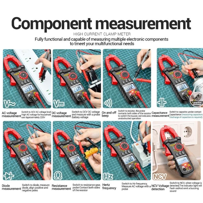 Portable Digital Clamp Multimeter with Large Screen Display High Accuracy Current Clamp Meter 6000A for Professional