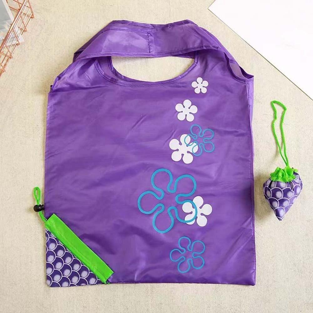 5 Pcs Carto Shopping Bag with Pendant Large Capacity Multi-functial Eco-friendly Folding Pouch Polyester Fruits Design