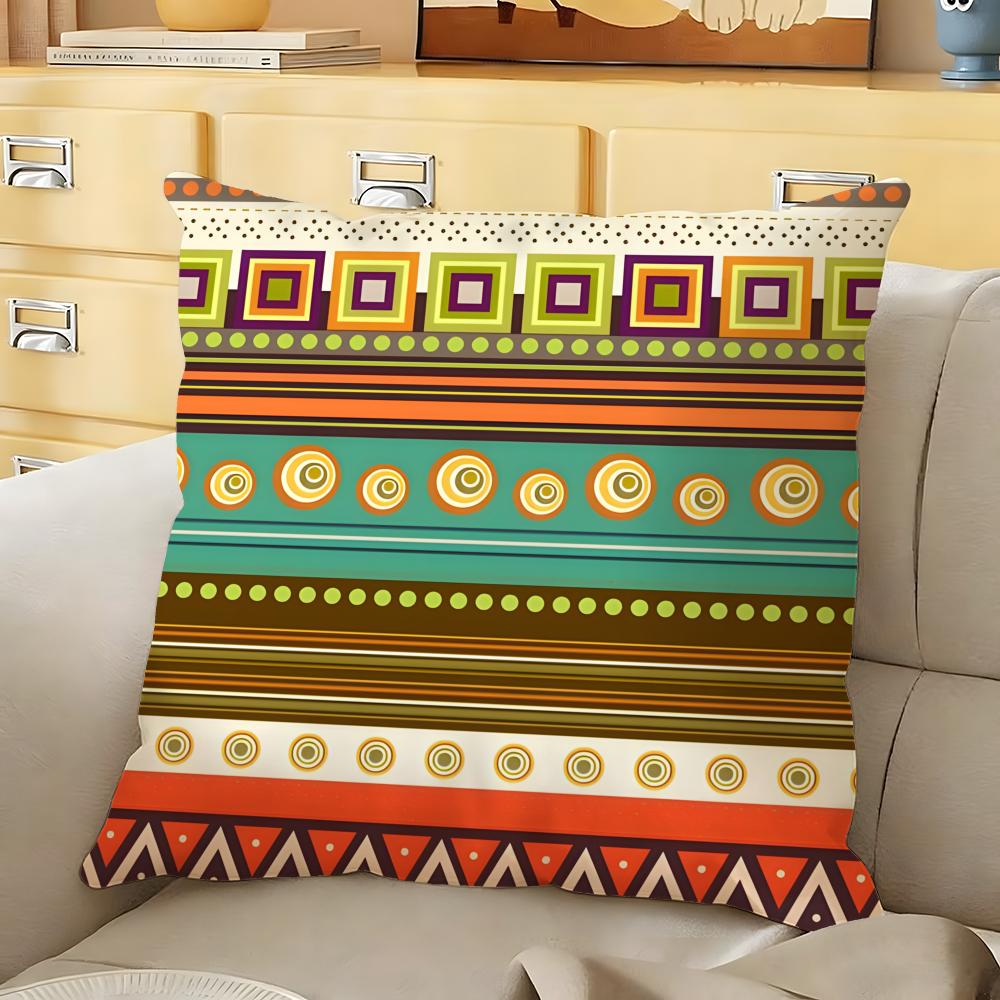 Tribal Indian Ethnic Pattern Cushion Cover Soft Durable Reversible Pillow Cover Home Car MultiScene Daily Comfort Pillowcase